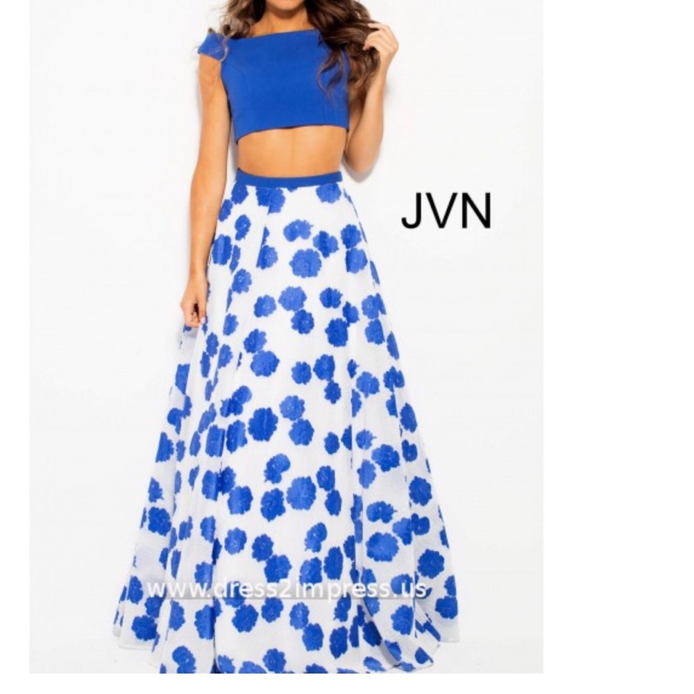 Jovani Blue 2 Piece Off the Shoulder Prom Dress